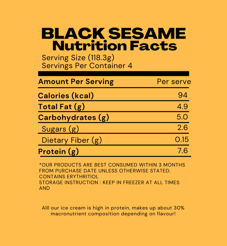 Goodlato Black Sesame Flavour Nutritional Information